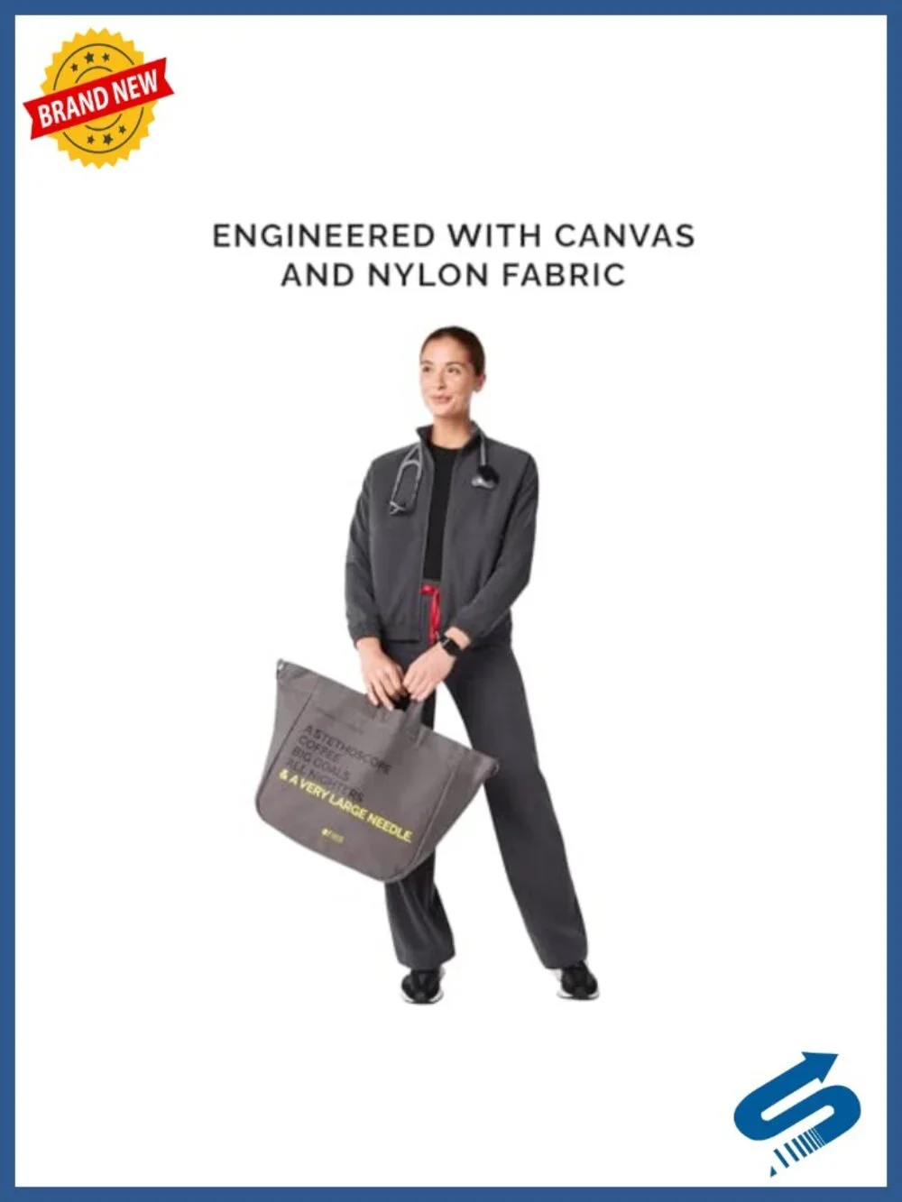 Canvas & Nylon Oversized Tote Bag with Handles & Crossbody Strap